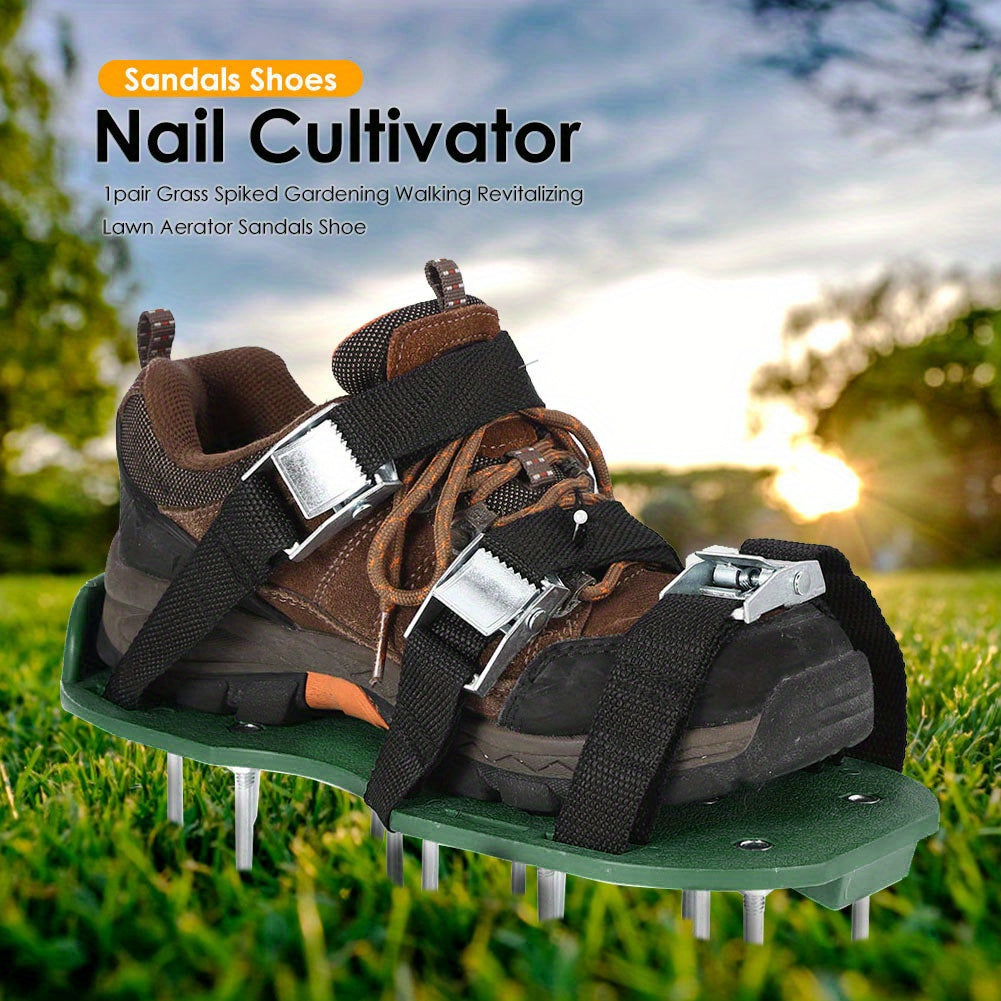 Zapatos con espinas para jardín, aerador de césped de 1,65 pulgadas de largo, cultivador de césped con resina epoxi autoajustable.