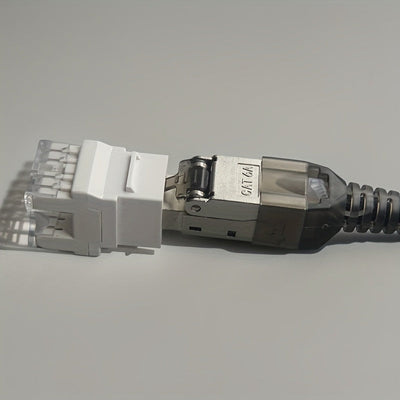 Conector RJ45-CAT.6A sin herramientas, adaptador de red Ethernet con conector RJ45 8P8C, carcasa metálica - No se requiere cableado, compatible con Alexa, ideal para la configuración de redes de computadoras, adaptador de red Ethernet para computadoras.