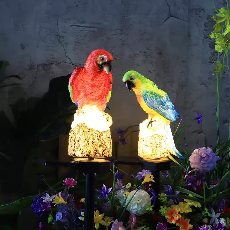 1pc Luces Solares para Jardín en Estacas - Luces Solares de Loro para Jardín Exterior, Luces de Jardín LED de Color Blanco Cálido con Energía Solar para Caminos, Patio Trasero, Césped y Decoración Paisajística