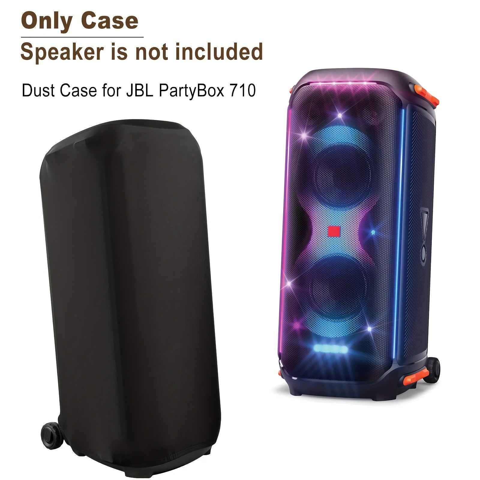 Funda protectora contra polvo para Partybox 710, altavoz portátil – Cubierta elástica con banda de sujeción, material de poliéster resistente, color negro (solo funda)