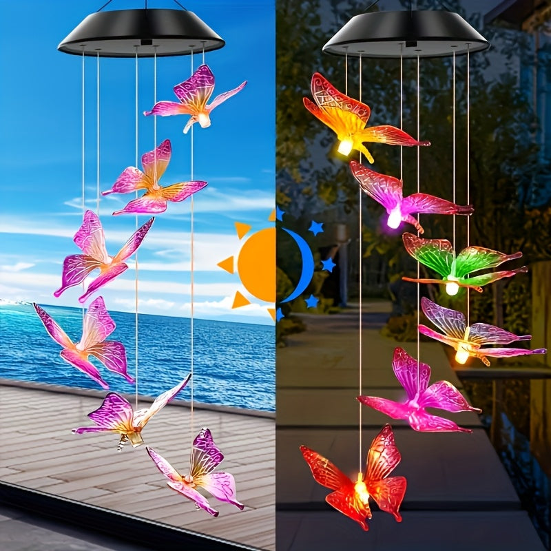 Luces de viento de mariposa cambiantes de color con energía solar - Decoración exterior LED vibrante para jardín, patio, porche - Regalo perfecto para mujeres, Día de la Madre, cumpleaños, decoraciones solares, decoración de patio, iluminación vibrante,