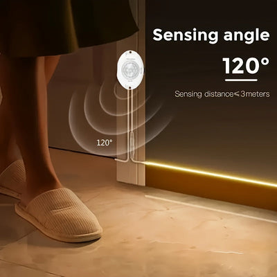 AMILL Luz de Escaleras con Sensor de Movimiento LED | Tira de Iluminación Flexible de 5m Alimentada por USB | Blanco/Cálido Doble Color | Deteción Infrarroja | Montaje en Pared, Acabado Pulido | Ideal para Escaleras, Pasillos y Gabinetes | Eficiente Ener