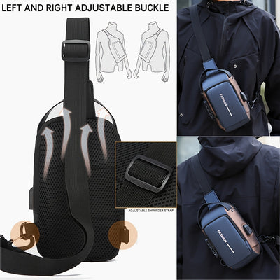 Bandolera Oxford para Hombre - Estilo Motociclista con Bolsillo para Teléfono y Cierre de Cremallera, Ideal para el Día a Día