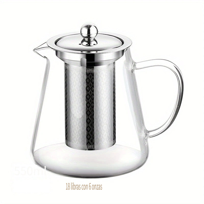 Tetera de Vidrio Grueso Premium con Infusor de Acero Inoxidable - Resistente al Calor, Apta para Lavavajillas para Café, Té en Flor y Hojas Sueltas