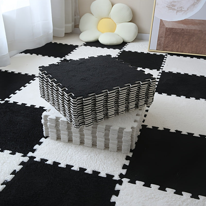 1 Juego De 24 Piezas, Alfombra De Gamuza, Alfombra De Dormitorio, Tapete De Juego, Tapete De Aislamiento Acústico Y Absorción De Impactos, Alfombra De Rompecabezas, Alfombra Interior, Tapete Cuadrado Simple, Decoración Del Hogar Y La Habitación