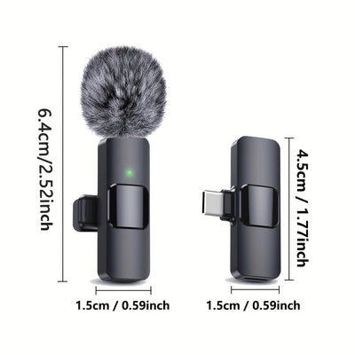 Microfono de Solapa sin varillas Profesional con Grabación Omnidireccional y Recargable por USB-C - Grabación con Un Toque para Smartphones/Tabletas/Cámaras - Ideal para Podcasts, Vlogs, Entrevistas en Vídeo, Equipo de Vlogging | Diseño Elegante del Rece