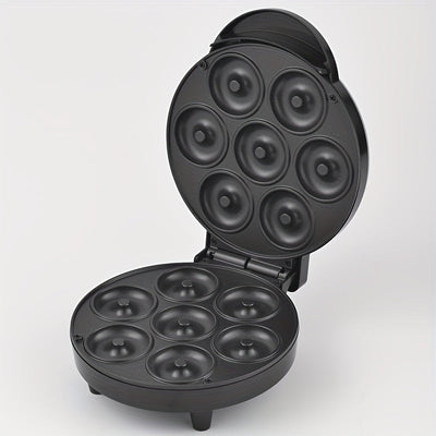 Máquina de hacer donas de 7 agujeros, mini máquina de hacer waffles - Control de temperatura inteligente, no desmontable para limpieza fácil, enchufe de EE. UU., perfecta para hacer donas y waffles, material de bakelita, fuente de alimentación de enchufe
