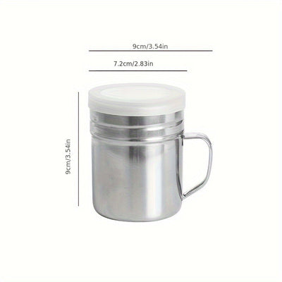 Tarro de Condimentos de Acero Inoxidable con Asa - Contenedor Duradero para Especias de BBQ, Recipiente para Polvo de Pimienta y Sésamo con Tapa, Ideal para Uso en Casa, Restaurante, Café, Contenedor de Especias para BBQ|Utensilios de Cocina Modernos|Dis