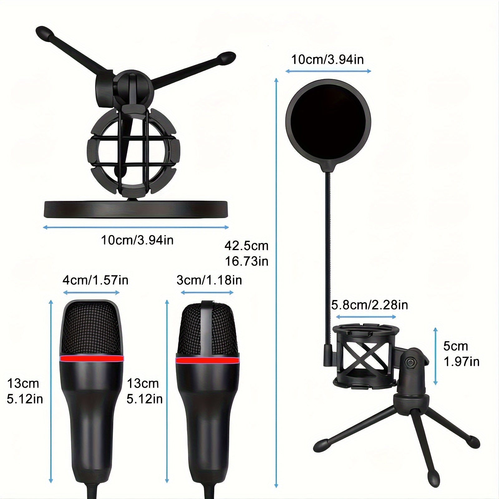 Microfono Capacitivo USB Plug & Play de 3.5 mm para Streaming, Grabación y Gaming - Cuello Ajustable, Soporte Incorporado, Captura de Sonido en Ángulo Total de 180°, Compatible con PC/Portátil (), Diseño Flexible, Micrófono Alimentado por USB