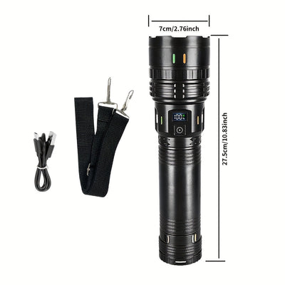 1 linterna grande Lantile - cuatro modos de velocidad, puerto Type-C, zoom ajustable, 1500 lúmenes y batería de 3200mAh, ideal para trabajos nocturnos, reparación de vehículos, pesca, patrullaje y más actividades