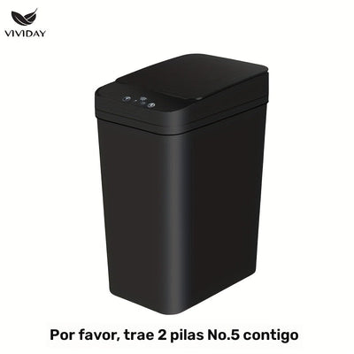 Bote inteligente, pequeño contenedor con tapa para uso doméstico, capacidad de 10 litros, adecuado para dormitorio, baño, oficina, sala de estar, sin batería, bote inteligente con sensor, bote automático de basura con succión eléctrica para baño y sala d