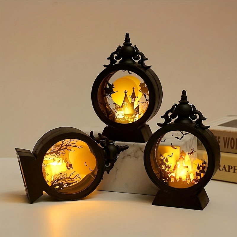 1 Linterna Colgante De Vela De Halloween, Luz De Vela Electrónica LED Vintage, Linterna De Vela De Interior, Linterna Brillante Iluminada Con Vela Para Festival De Vacaciones, Decoración Del Hogar