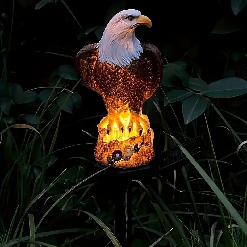 Luz de estatua de águila solar de 1pc] Luces de estatua de águila LED alimentadas por energía solar, estatua de águila calva realista de resina, iluminación de jardín eficiente en energía, con batería de níquel de 600mAh, control de interruptor, para dec