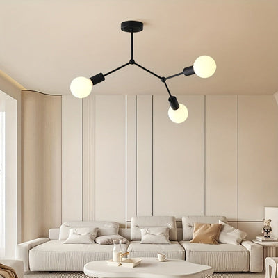 1 lámpara colgante negra con base para tres bombillas E27, ideal para sala, dormitorio o techo (sin bombillas incluidas)