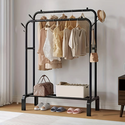 1 percha metálica moderna de 3 niveles, diseño ahorrador de espacio para dormitorio y balcón, ideal para colgar y organizar ropa, zapatos y bolsos, acabado lacado, organización de dormitorio | Percha metálica moderna | Acabado lacado, percha para ropa de