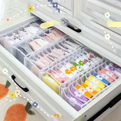11 Cajas de almacenamiento de calcetines y ropa interior con rejilla: Organizador de armario de malla transparente para ropa interior, calcetines, bufandas, corbatas del hogar - Material de PVC