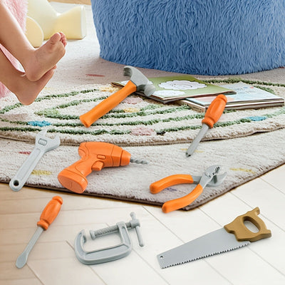 Juego de Herramientas en Miniatura de 8 Piezas para Manualidades DIY - Incluye Taladro, Martillo, Destornillador, Llave, Alicates y Sierra - Perfecto para Modelismo, Artesanías y Proyectos Creativos - Decoración Versátil para Interiores/Exteriores