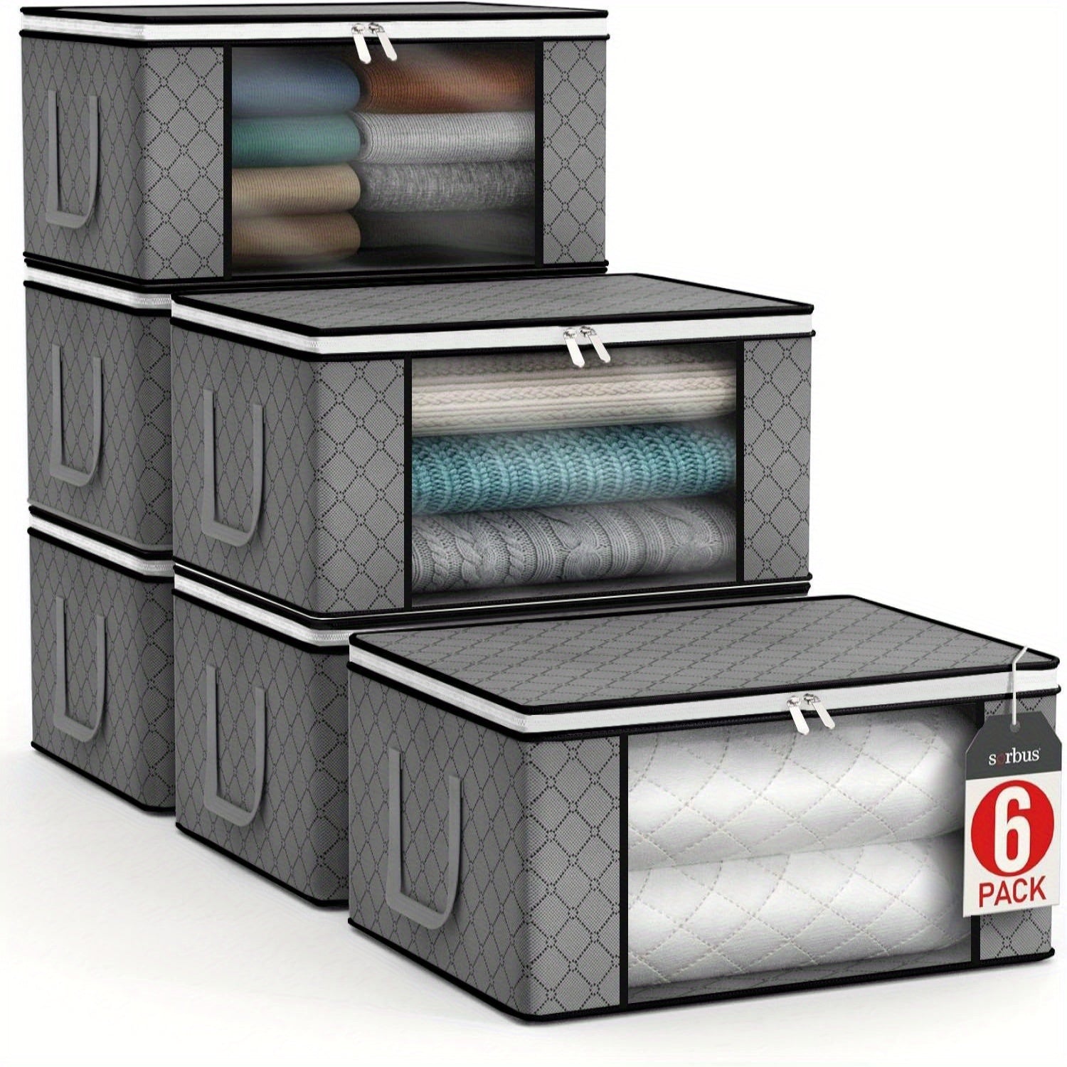 Nueva bolsa de almacenamiento de largo manija para edredones, con ventana completa transparente, gran capacidad y bolsas organizadoras de tela no tejida de tres capas, perfectas para el armario y la organización de equipaje.