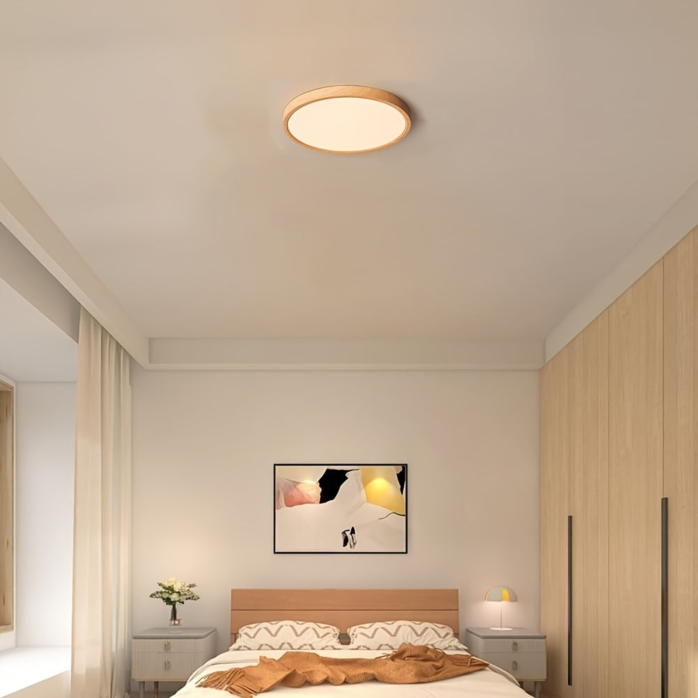 Luz de techo LED redonda de acrílico moderna LYOOWNG, iluminación rústica de granja regulable, 110V-240V con montaje en techo cableado para sala de estar, cocina, dormitorio, baño - Incluye hardware de instalación