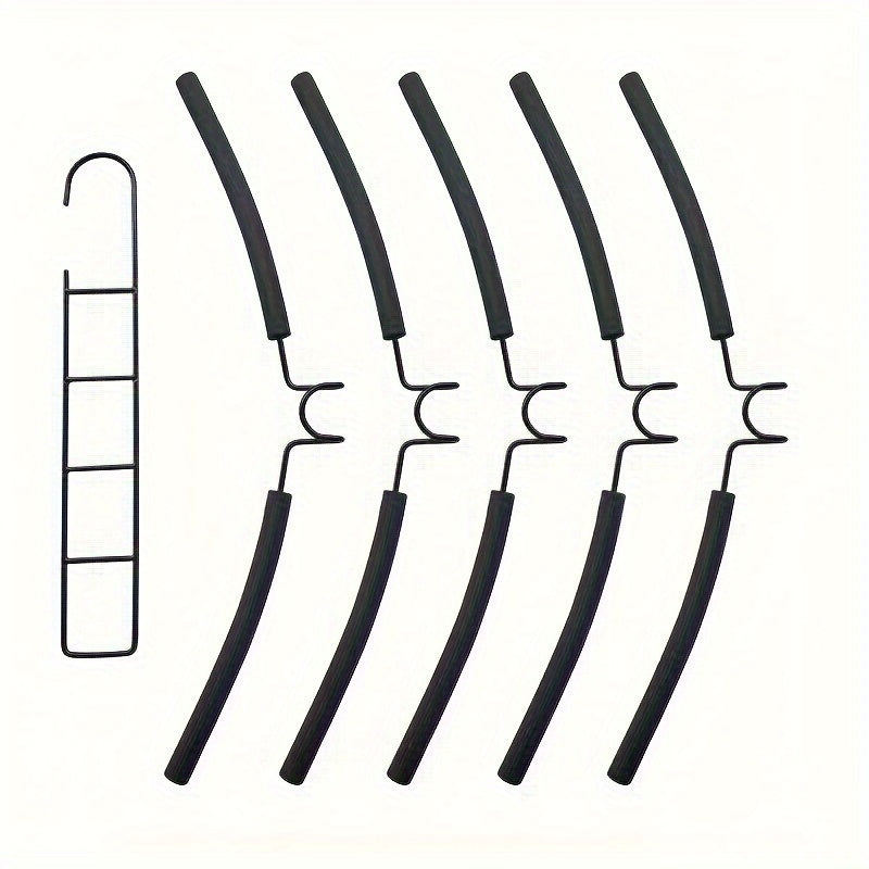 Percha Mágica de 5 Capas que Ahorra Espacio - Antideslizante, Organizador de Ropa Metálico Plegable para Dormitorios y Armarios