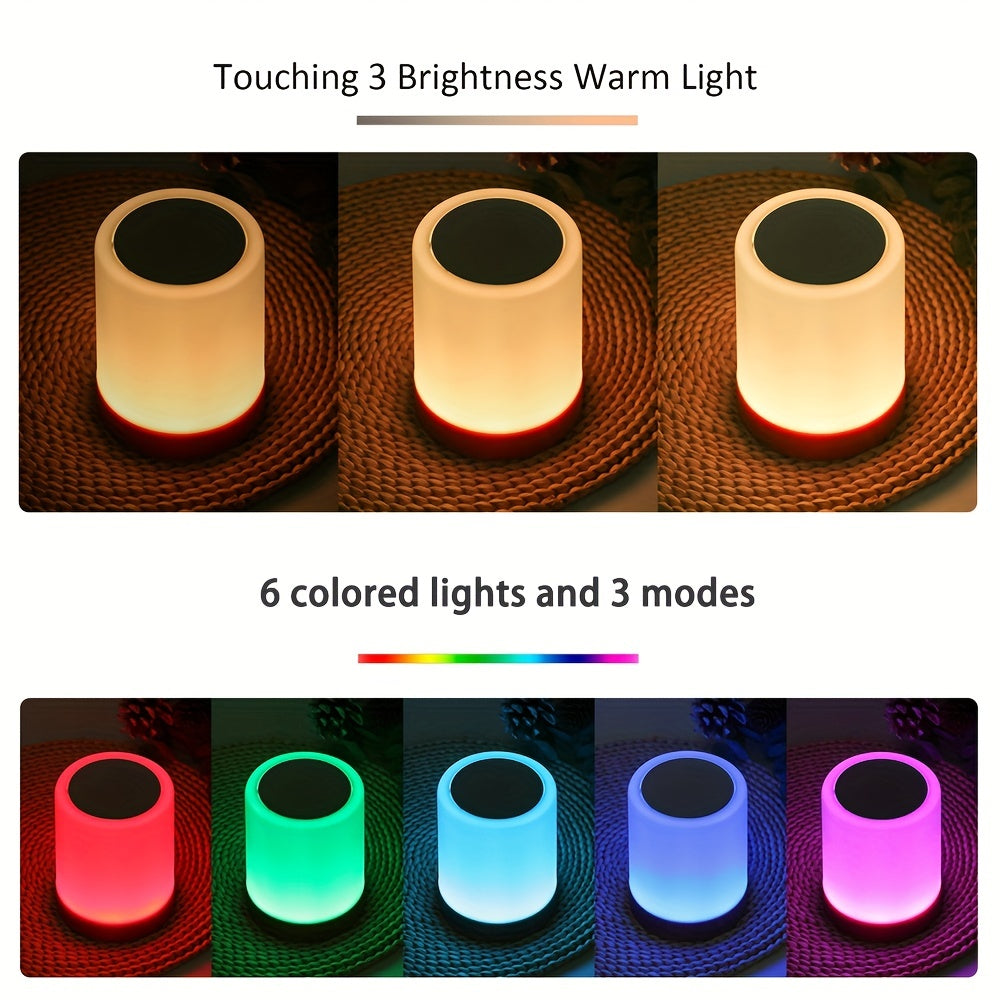 1pc Luz Nocturna Pequeña al Toque, Luz de Mesa Tapando, Luz de Cama para Dormitorio, Luz de Ambiente Colorida, Luz Cambiante de Colores, Carga USB Regulable