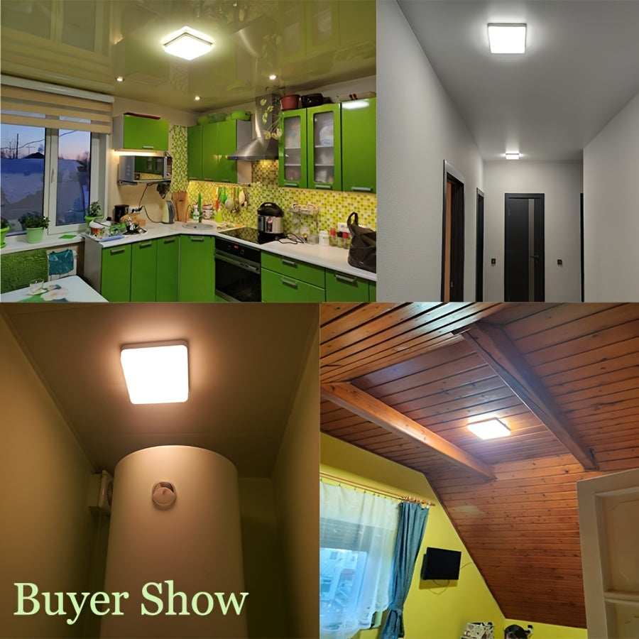 Plafón LED Cuadrado Ming&Ben de 34W - Modos de Blanco Cálido, Frío y Neutro, Diseño Ultrafino, Fácil Instalación, AC 100-240V - Ideal para Decoración de Dormitorio Moderno, Sala de Estar y Cocina, Decoración de Dormitorio