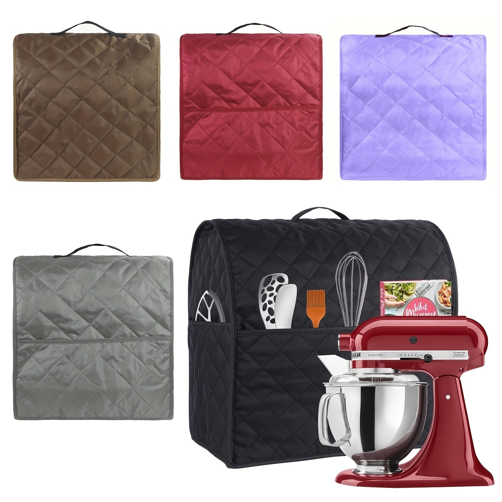 1 unidad, funda para batidora KitchenAid, cubierta antipolvo con bolsillos para accesorios y asas, compatible con todos los modelos de cabeza inclinable y elevador de tazón (para cabeza inclinable de 4.5 a 5 cuartos)