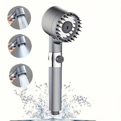 Cabezal de ducha de alta presión con función de masaje - 3 modos de aspersión, 15 cartuchos de filtro, plástico ABS duradero, montaje en pared, disponible en gris y blanco, sistema de filtración para una experiencia de ducha mejorada, accesorio de ducha