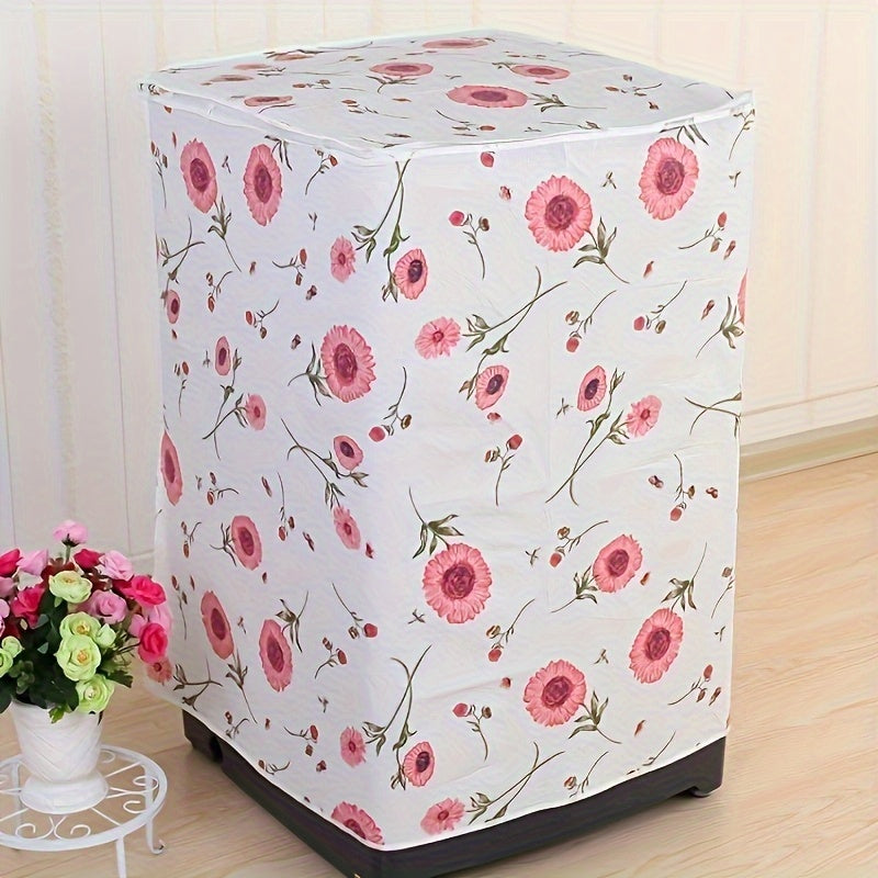 Fundas para Lavadora de PE | Diseño Moderno Floral y Geométrico | Duradero, Resistente al Desgaste y Antipolvo | Adecuado para Cargador Frontal y Pulsador Simple | Patrón Vibrante de Flores y Hojas | Ideal para Balcón o Sala | Estiloso y Portátil | Lavab