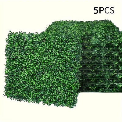 5 paneles de boj artificial, decoración exterior en verde oscuro, cerca plástica para interior/exterior, privacidad y jardinería, ideal para bodas, oficinas o hogar, 39.88 cm x 59.94 cm cada uno, resistente al clima y fácil instalación, perfecto para Nav