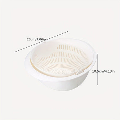 Colador de una sola pieza, cesta de drenaje de dos niveles, colador de plástico rotativo, cesta de lavado reutilizable, colador para la cocina, cesta de lavado de frutas y verduras, artículos de cocina, herramientas de cocina, accesorios de cocina, sin b