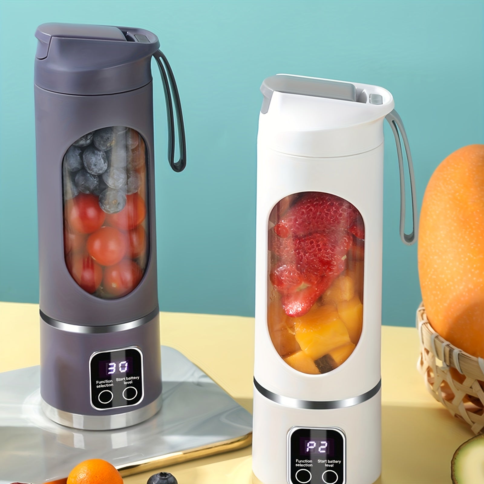 Licuadora y batidora portátil inalámbrica - Recargable por USB, pantalla digital fácil de limpiar, ideal para smoothies, malteadas y jugos de frutas frescas - Perfecta para el hogar, oficina, mini mezcladora