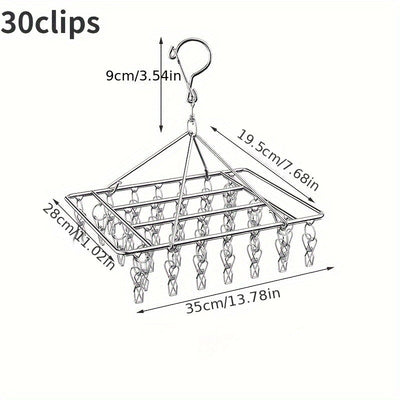 1pc Organizador de calcetines ahorrador de espacio de acero inoxidable de 40 clips, sin terminar, almacenamiento multipropósito colgado para dormitorio, baño, vestuario, hogar y uso de residencia universitaria