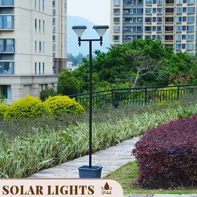 Luces solares de 89,5 pies de altura, luces solares de cabeza alta adecuadas para jardines al aire libre, IP44, postes solares retro con base de cortadora de césped pueden plantar flores, luces solares para patio trasero, decoración de porche, luz blanca