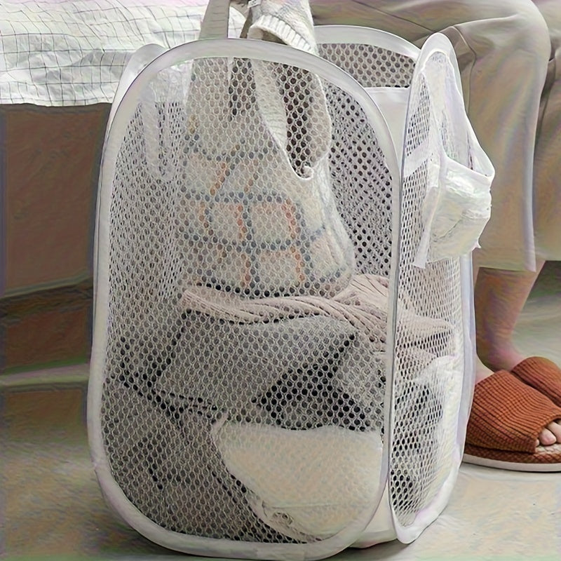 Cesto de lavandería de malla emergente grande con asas - Cesto plegable de estilo clásico para guardar ropa sucia en el baño, el dormitorio y la residencia - Cesto de lavandería ovalado duradero con múltiples componentes para varios tipos de habitaciones