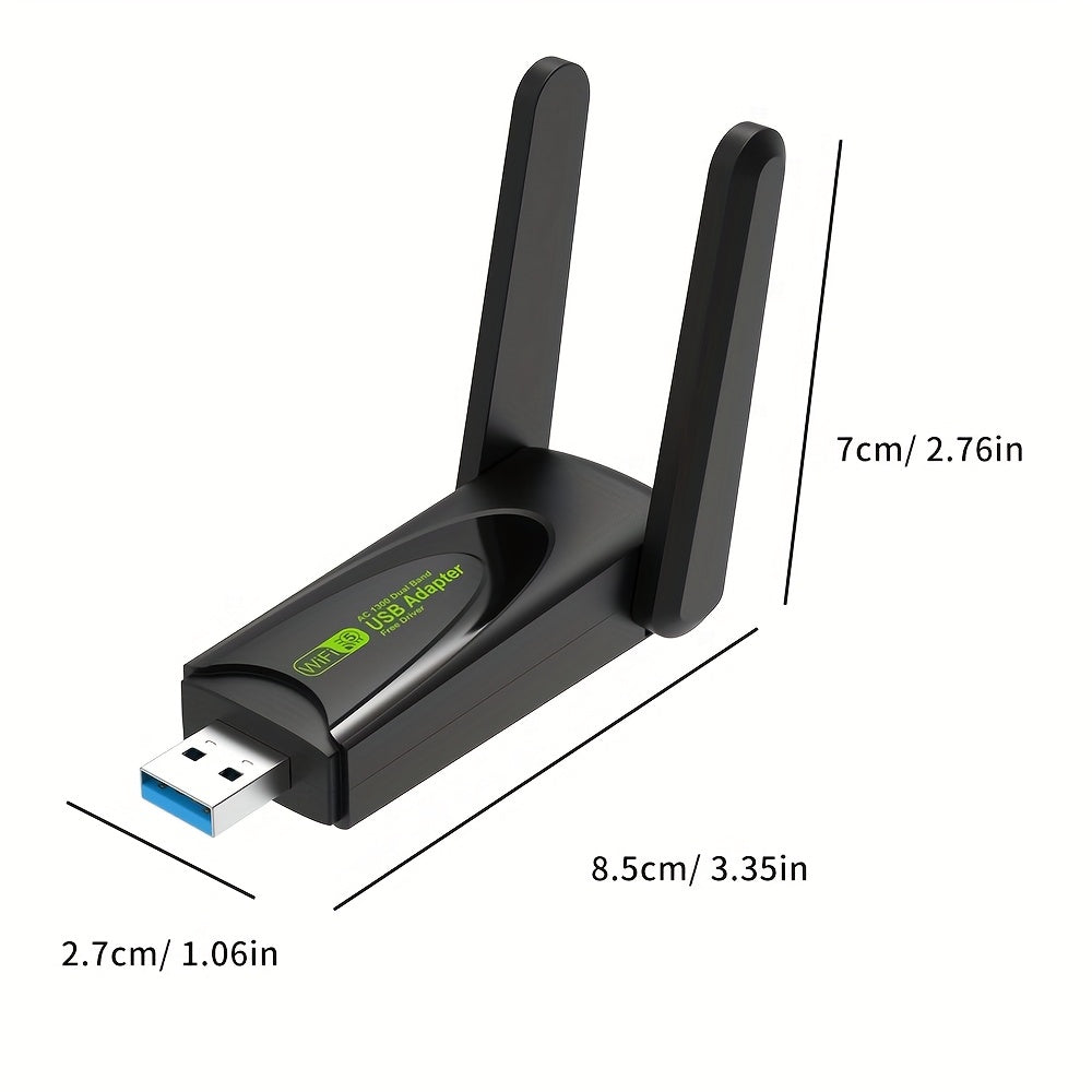 OEKE-WiFi6 Adaptador de red, Adaptador de red inalámbrico USB 1300Mbps, Antena de banda dual de alta ganancia incorporada, Compatible con 5G/2.4G, Este adaptador inalámbrico viene con controladores, Compatible con Windows 10/11/8.1/7, Puede ser activado