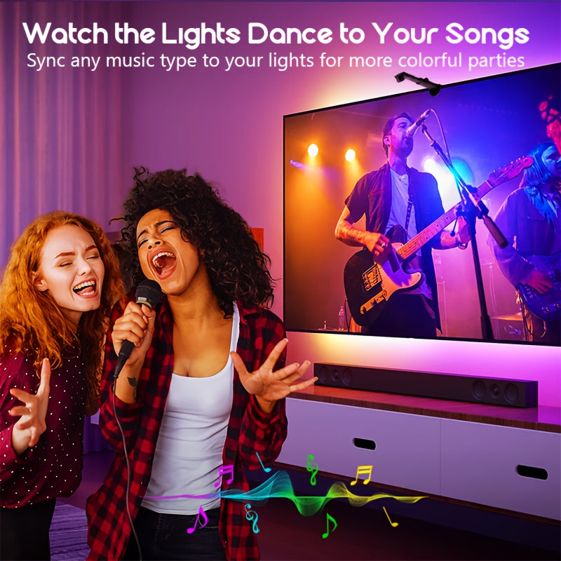 Tira de luces LED RGBIC de 12,5 pies/3,8 metros, barra de luz de fondo para TV, con sensor de color AR, control remoto de 24 teclas ajustable, adecuado para TVs de 55-65 pulgadas, perfecto para exhibición, sala de juegos, dormitorio y decoración de sala