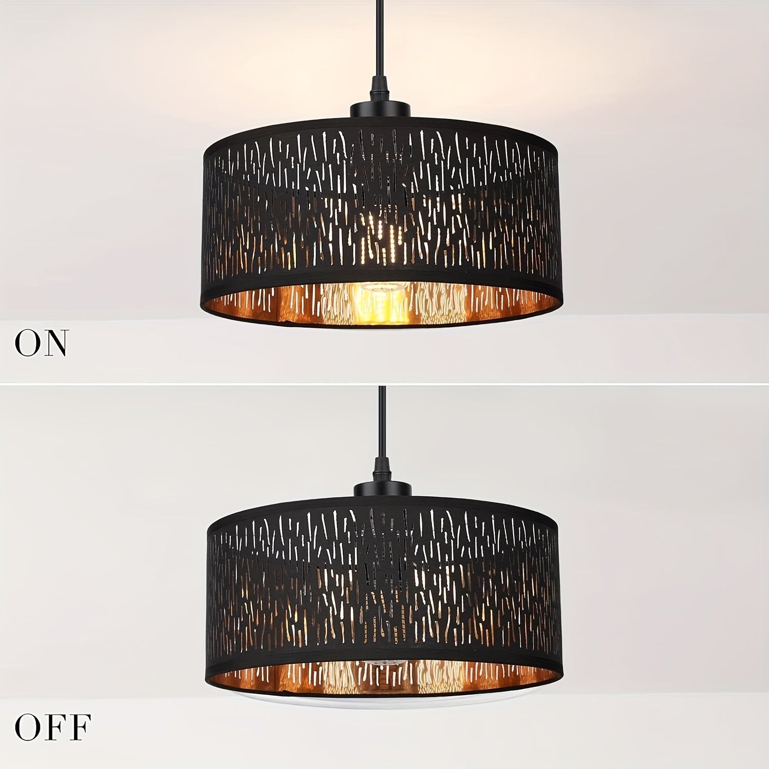Pantalla de lámpara - Pantallas de lámpara modernas negras para luces de techo con interior dorado, pantallas de lámpara para lámparas de mesa y lámparas de pie, pantalla de lámpara colgante para dormitorio, salón, pasillo y cocina