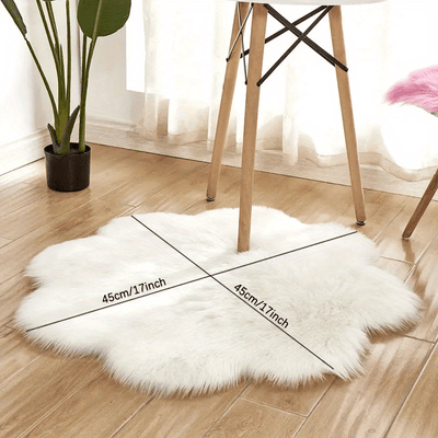 Alfombra decorativa lavable de lana sintética con diseño floral y pelo largo