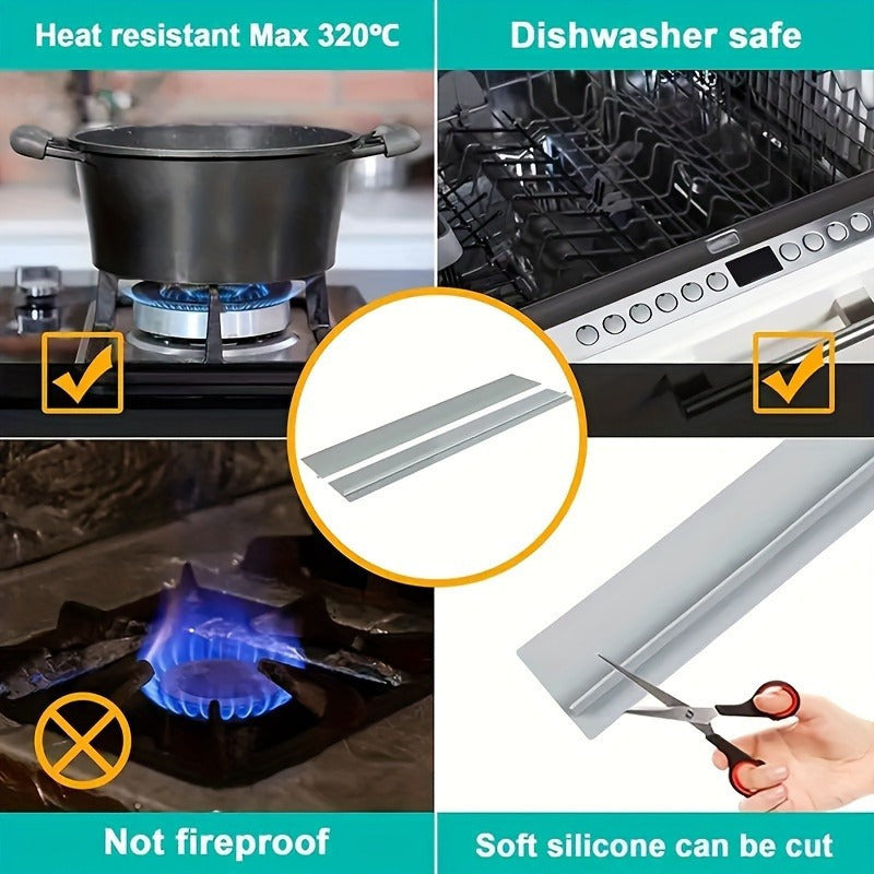 1 pieza de Relleno para Huecos de Estufa de Silicona - Tira Selladora Autoadhesiva para Encimeras y Bordes de Paredes de Cocina, Instalación Fácil, Mantiene las Superficies Limpias y Planas, Material de Silicona Duradero, Mantenimiento de Limpieza | Dise