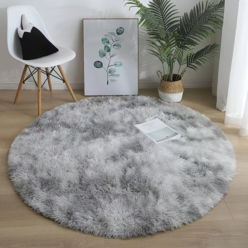 1pc Alfombra redonda suave y esponjosa, alfombra de fibra de poliéster lavable antideslizante para sala de estar, dormitorio, sala de juegos, dormitorio, sofá, decoración de habitación para adolescentes, patrón geométrico, hecha a máquina, tejido de punt
