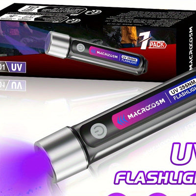 Linterna LED Recargable de Luz Negra - Detector Portátil de Manchas UV para Orina de Mascotas, Escorpiones y Curado de Resina, Alimentada por USB con Batería de 400mAh