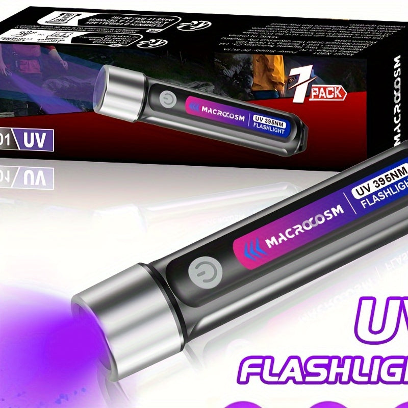 Linterna LED Recargable de Luz Negra - Detector Portátil de Manchas UV para Orina de Mascotas, Escorpiones y Curado de Resina, Alimentada por USB con Batería de 400mAh