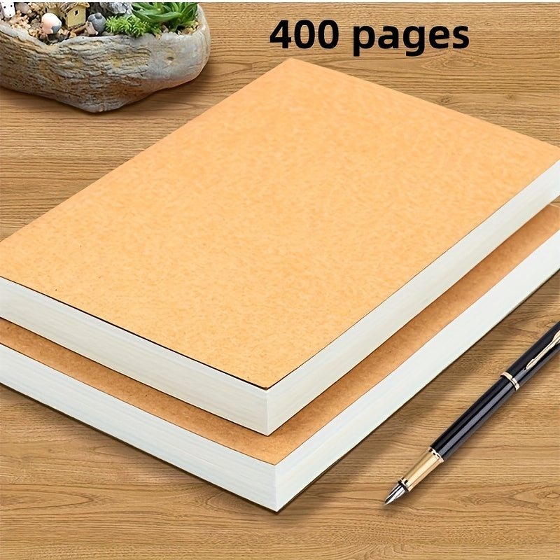 Cuaderno A5 Ultra-Grosor [200 Hojas, 400 Páginas], Diario Estudiantil en Blanco de Estilo Vintage con Tapa de Cartulina Suave, Adecuado para Dibujar, Hacer Bocetos y Bosquejos | Cuaderno Grande de Estilo Vintage