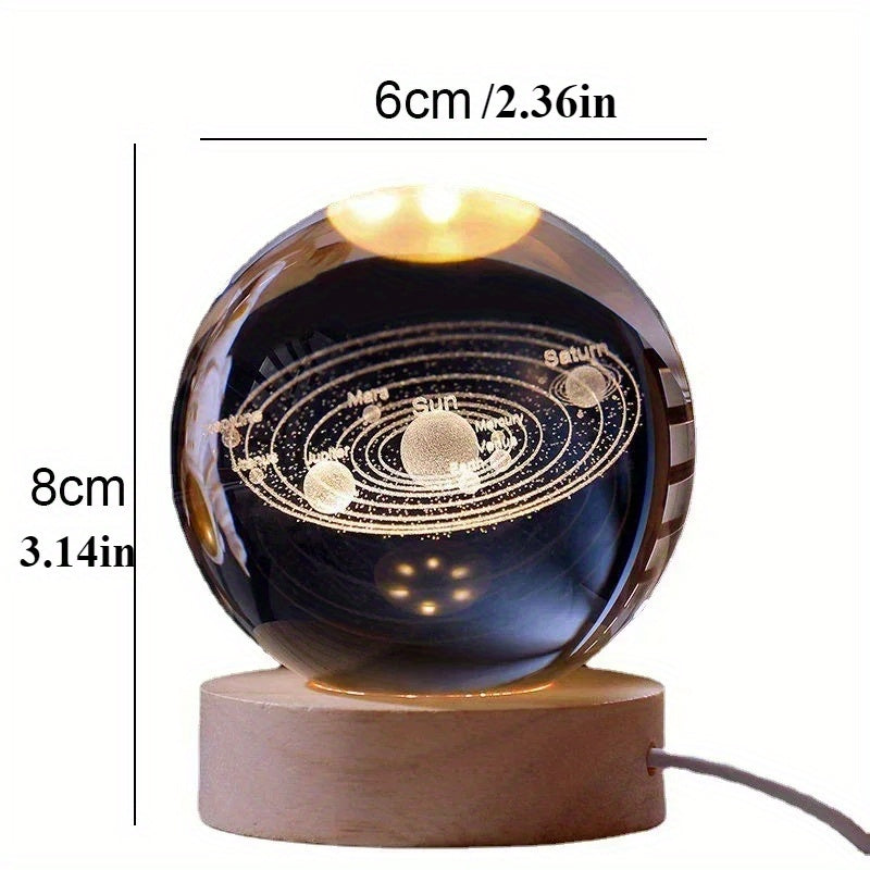 Lámpara de noche con diseño de luna y galaxia 3D, alimentada por USB, ideal para decorar el hogar y el despacho, perfecta para crear un ambiente acogedor en la habitación, regalo festivo, lámpara de ambiente para dormitorio. Diseño futurista, construcció