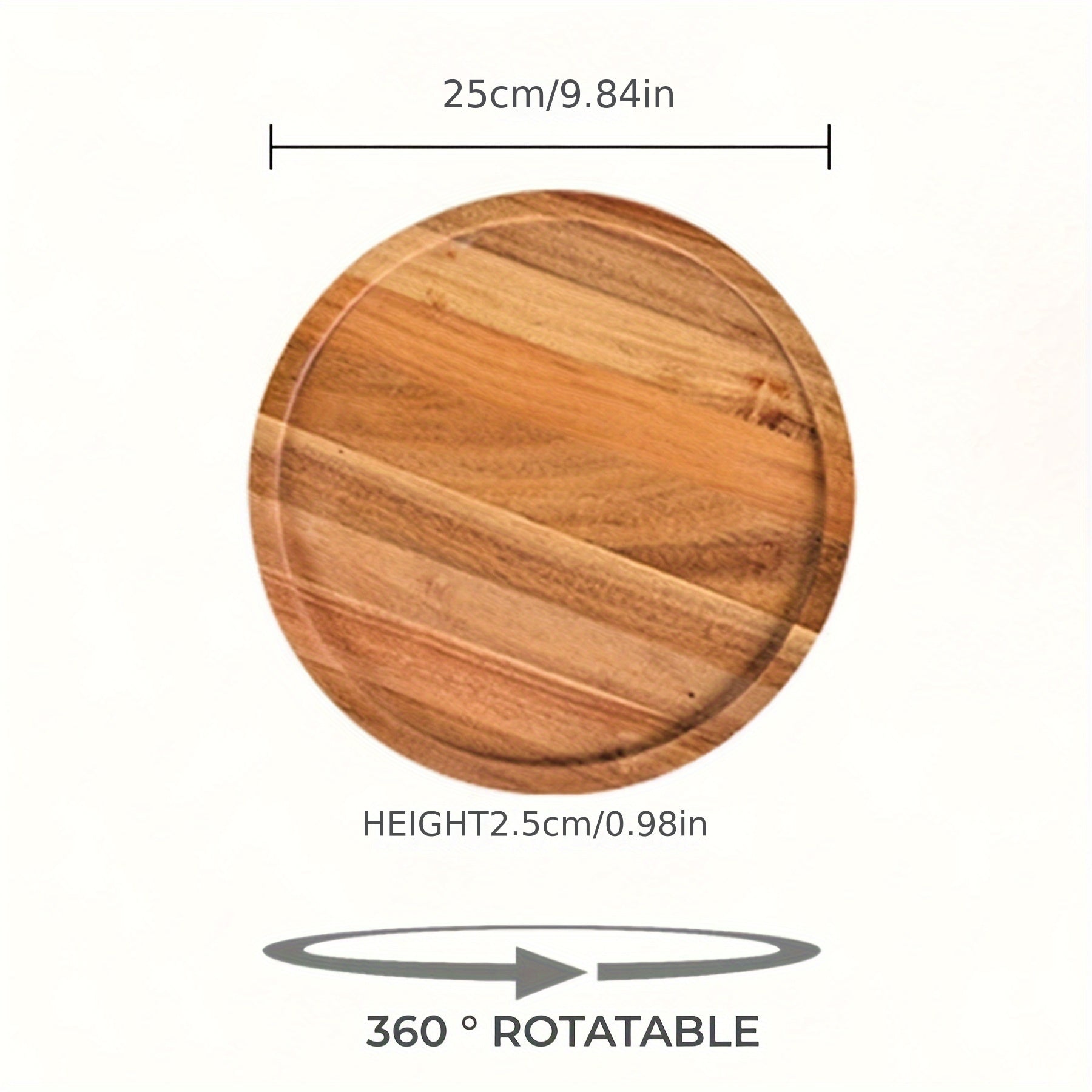 Soporte giratorio para pasteles de madera, plato rústico para condimentos de cocina, bandeja para joyas, plato para servir decoración del hogar, plato para desayuno, rotación de 360°, material de madera