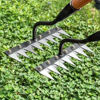 1pc Rastrillo Manual de Alta Resistencia con Cabeza Intercambiable - Construcción Robusta para Cuidado del Jardín, Nivelación de Suelo y Deshierbe - Ideal para Uso Doméstico, Profesional y Agrícola - Herramienta Portátil de Jardinería, Rastrillo para Hoj