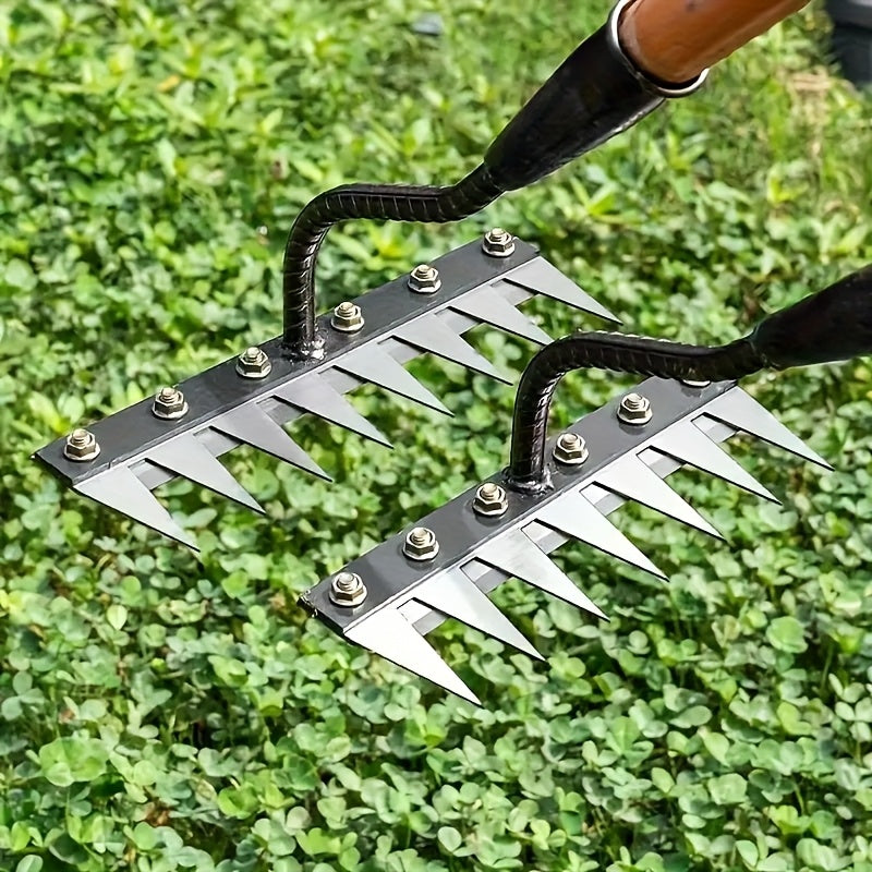 1pc Rastrillo Manual de Alta Resistencia con Cabeza Intercambiable - Construcción Robusta para Cuidado del Jardín, Nivelación de Suelo y Deshierbe - Ideal para Uso Doméstico, Profesional y Agrícola - Herramienta Portátil de Jardinería, Rastrillo para Hoj