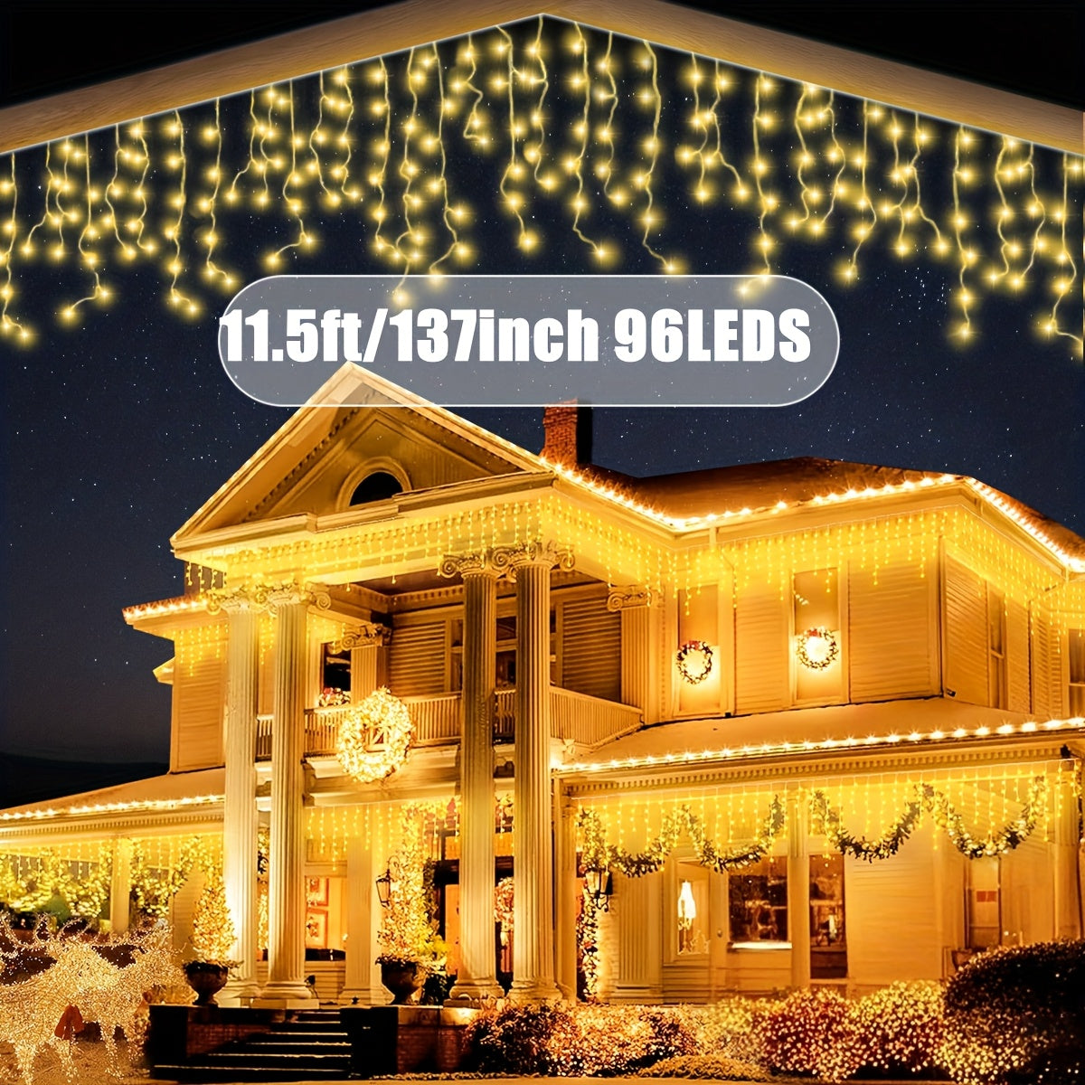 Una cadena de luces solares LED con 8 modos, perfecta para decorar durante Navidad, Halloween y Acción de Gracias. Adecuada para dormitorios, patios, jardines, pabellones al aire libre, porches, ventanas, áreas de comedor, tiendas de campaña, librerías,