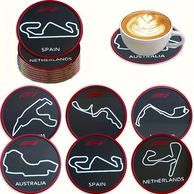 Juego de 6 Posavasos de Madera de Fórmula Uno - Decoración para el Hogar - Regalo Único - Suministros Hechos a Mano - Carpintería - Deporte de Motor - El regalo perfecto para pilotos de F1 y entusiastas del automovilismo, ideal para decoraciones en casa